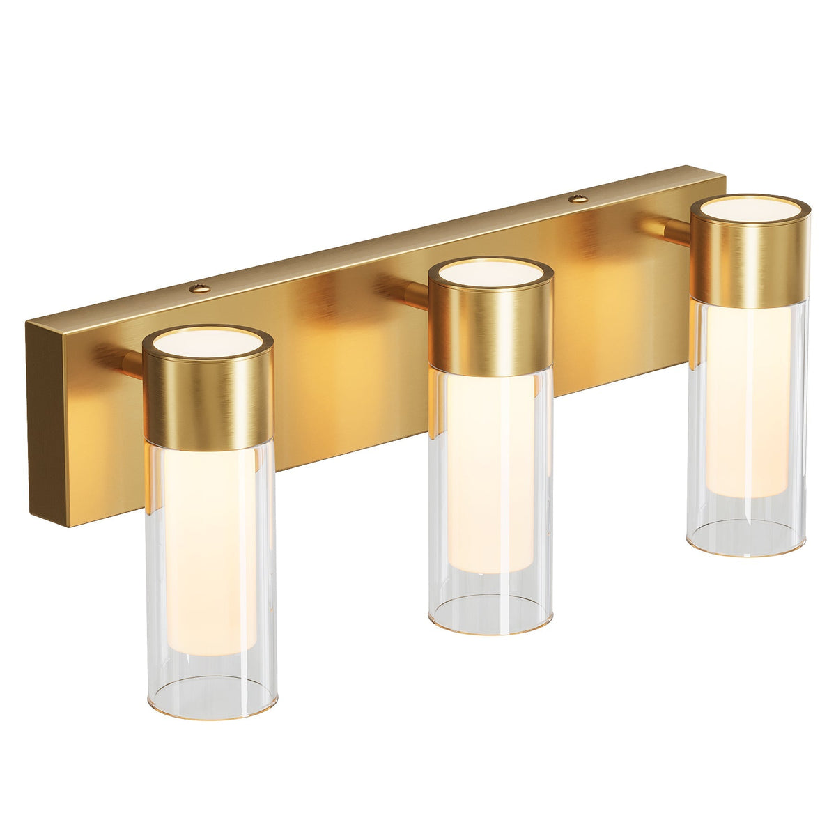 Gold LED Bathroom Vanity Light, Three-Light Dimmable, Color Changing