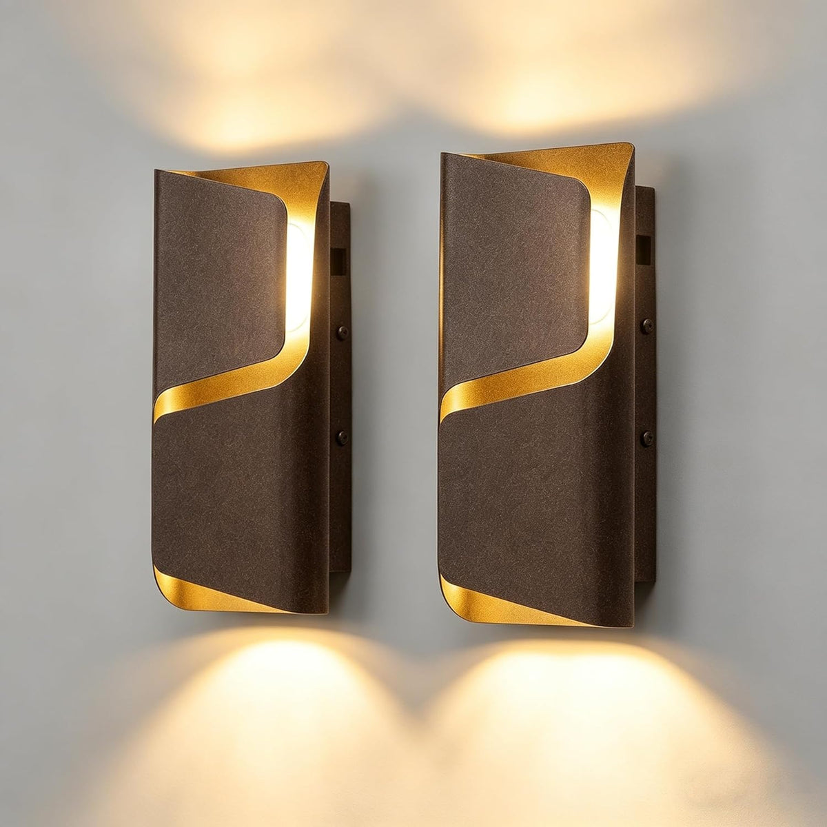 LED Outdoor Wall Lights Two Pack, Dusk to Dawn, Three Color, Dimmable