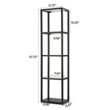 4-Tier LED Bookshelf Floor Lamp with Glass Shelves, Remote and Footswitch Control, Black