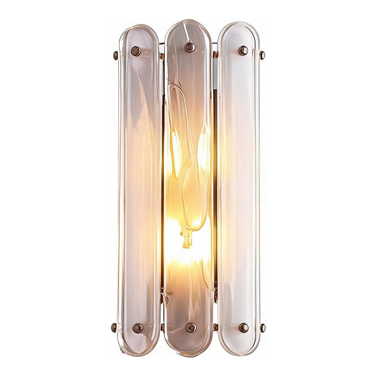 Brass Wall Sconce, Two-Light Cloud Glass Wall Light, Up or Down Mount