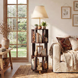 62.2 Inch Floor Lamp with 3-Tier Open Bookshelf, Foot Switch Control, Dark Brown Wood