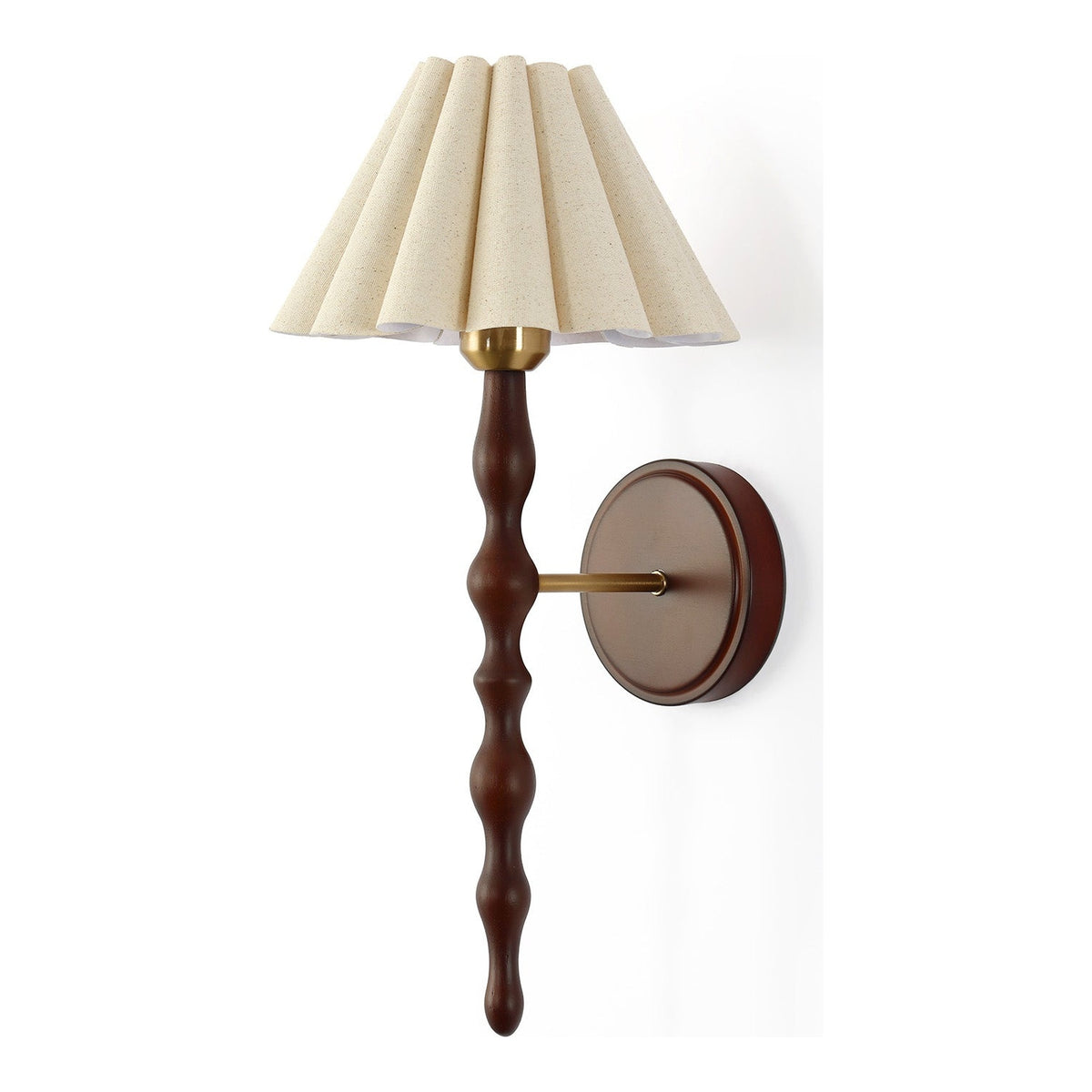 Vintage Wall Sconce, Faux Wood Metal Arm with Linen Shade Wall Lamp
