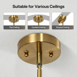Gold chandelier ceiling mount shown for flat, vaulted, and sloped ceilings