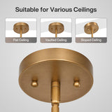 Antique brass chandelier ceiling mount shown from underside, suitable for flat, vaulted, and sloped ceilings