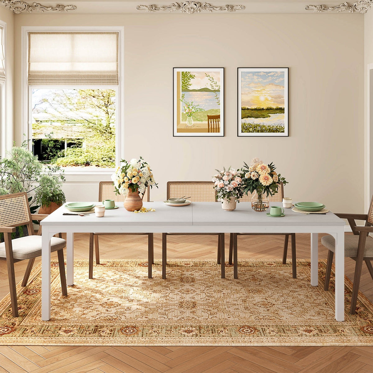 Rectangular Dining Table, 78 inch Long Kitchen Table for 6-8 People