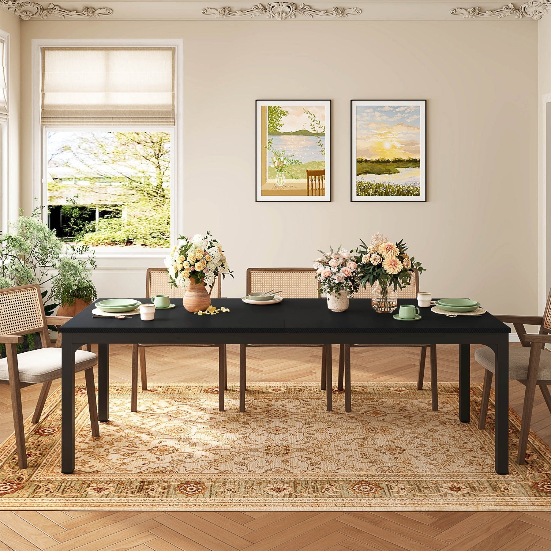 Rectangular Dining Table, 78 inch Long Kitchen Table for 6-8 People