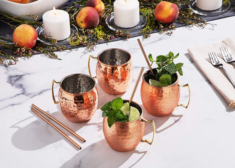 Mint Julep Cups and Moscow Mule Bundle Gift Set - 16 Piece Set