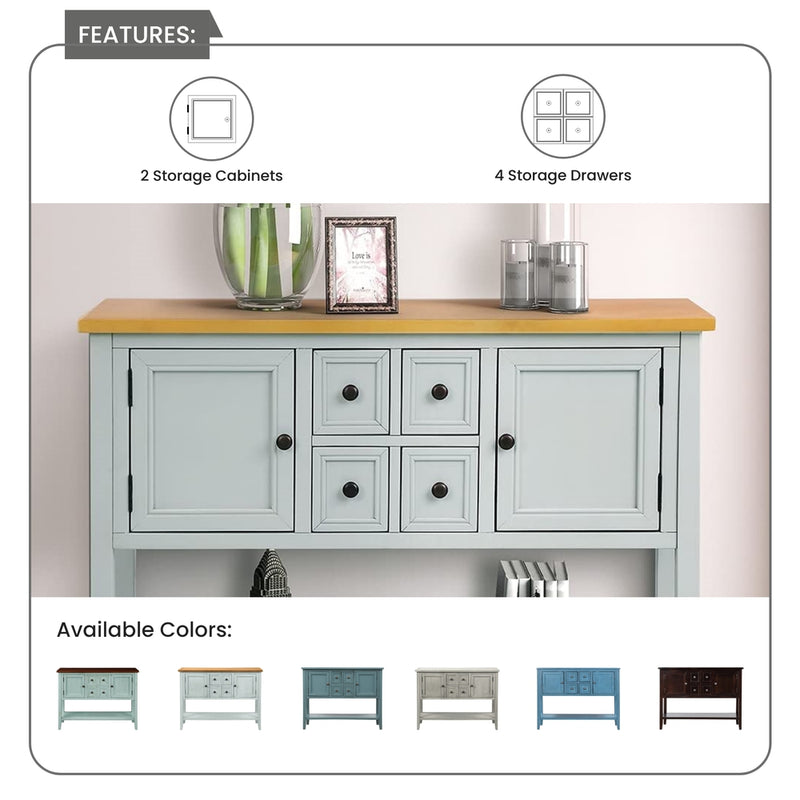 Buffet Sideboard Living Room Console Table - Lime White