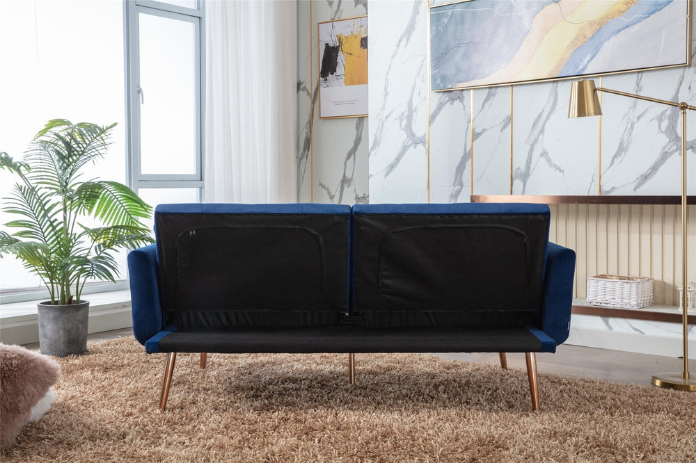 Modern Loveseat Convertible Futon Sofa Couch - Blue