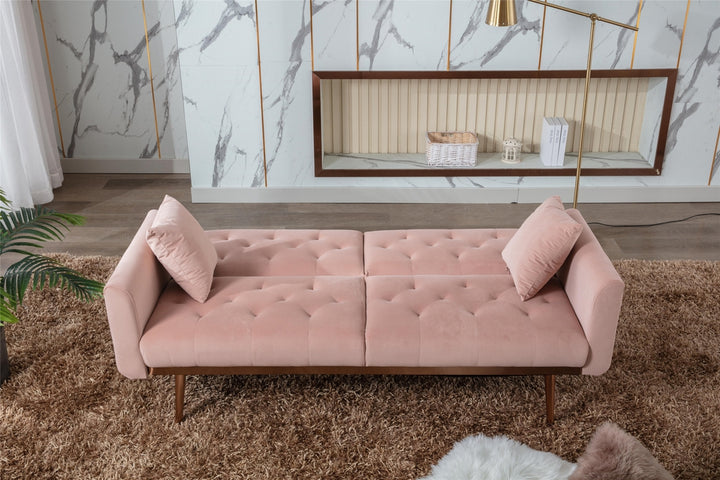 Modern Loveseat Convertible Futon Sofa Couch - Pink
