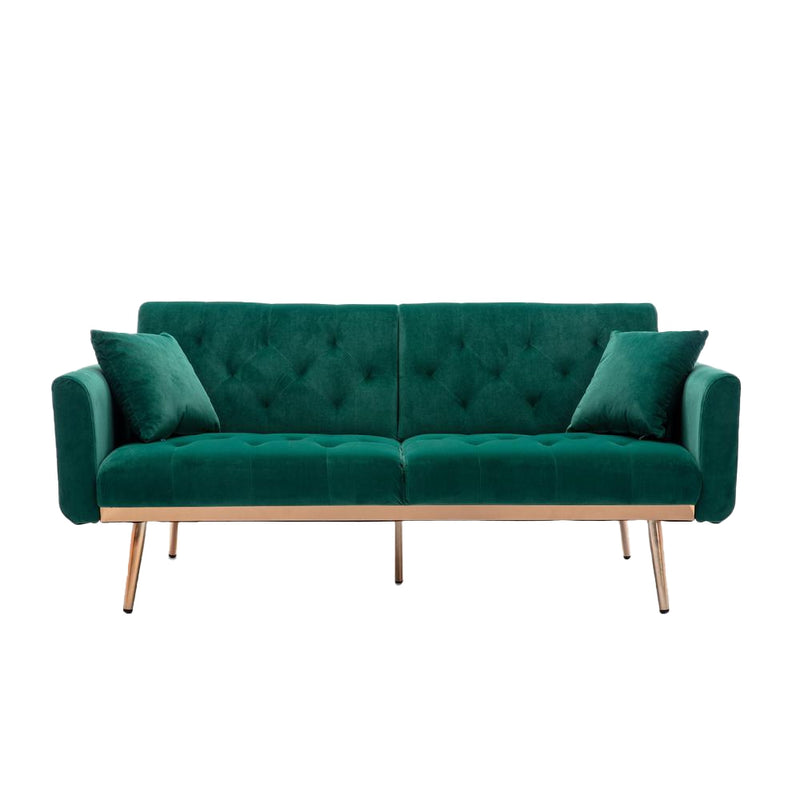 Modern Loveseat Convertible Futon Sofa Couch - Green
