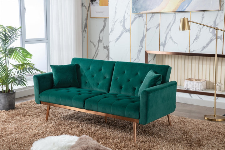 Modern Loveseat Convertible Futon Sofa Couch - Green