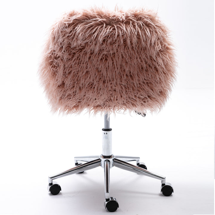 Adjustable Vanity Chair Home Office Chair - Pink Faux Fur