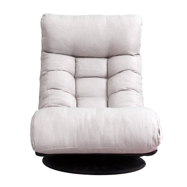 Adjustable Floor Lounger Chair and Ottoman Set - Light Grey