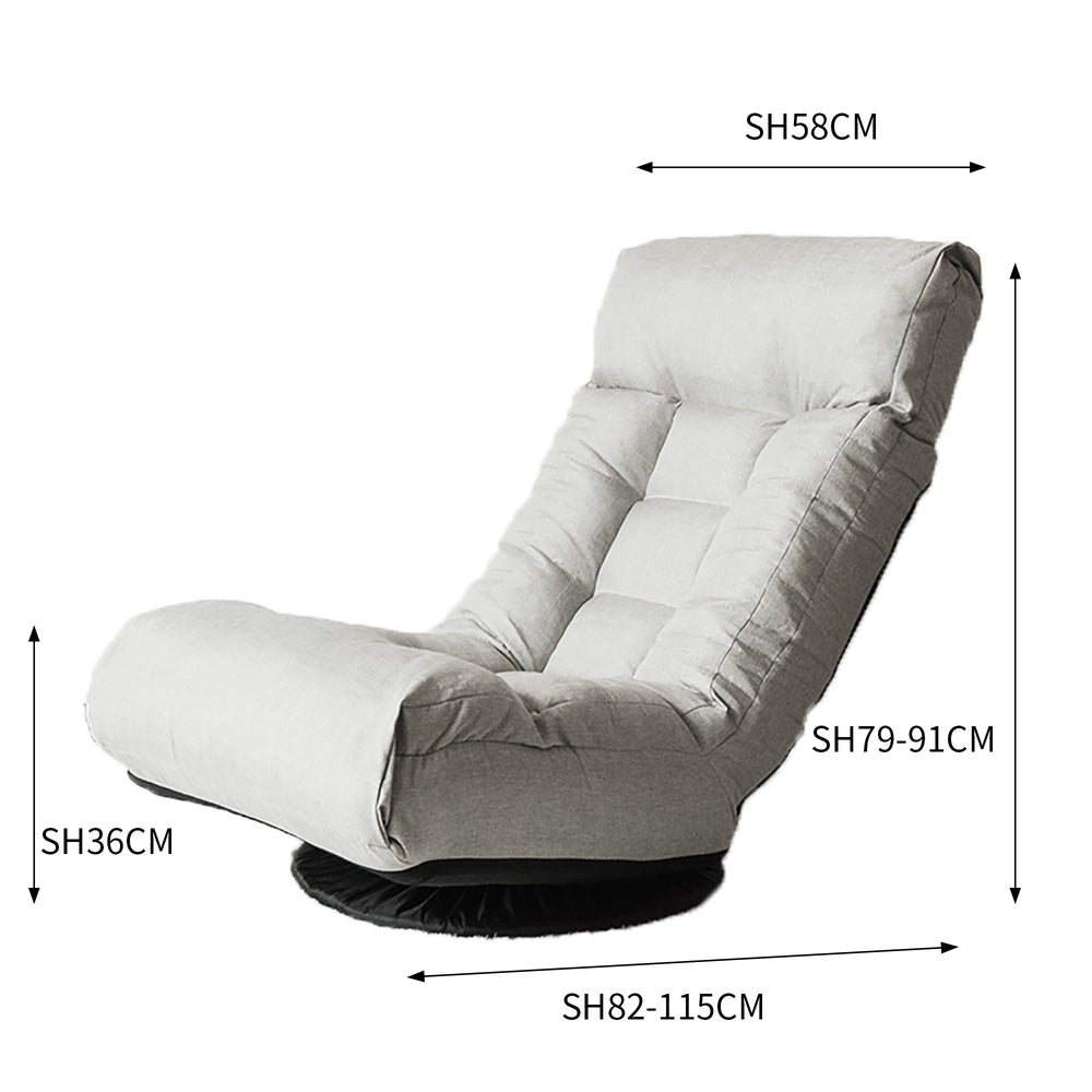 Adjustable Floor Lounger Chair and Ottoman Set - Light Grey