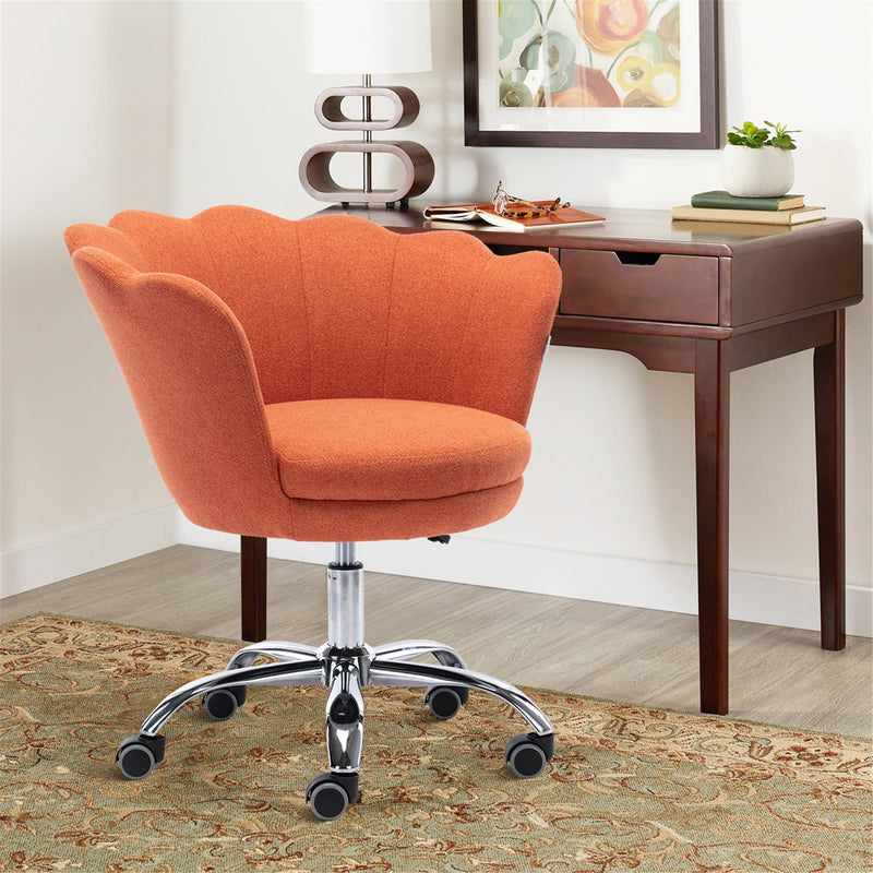 Swivel Shell Chair for Home Office and Vanity  - Orange