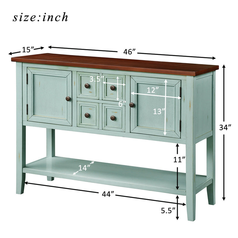 Buffet Sideboard Living Room Console Table - Antique Blue