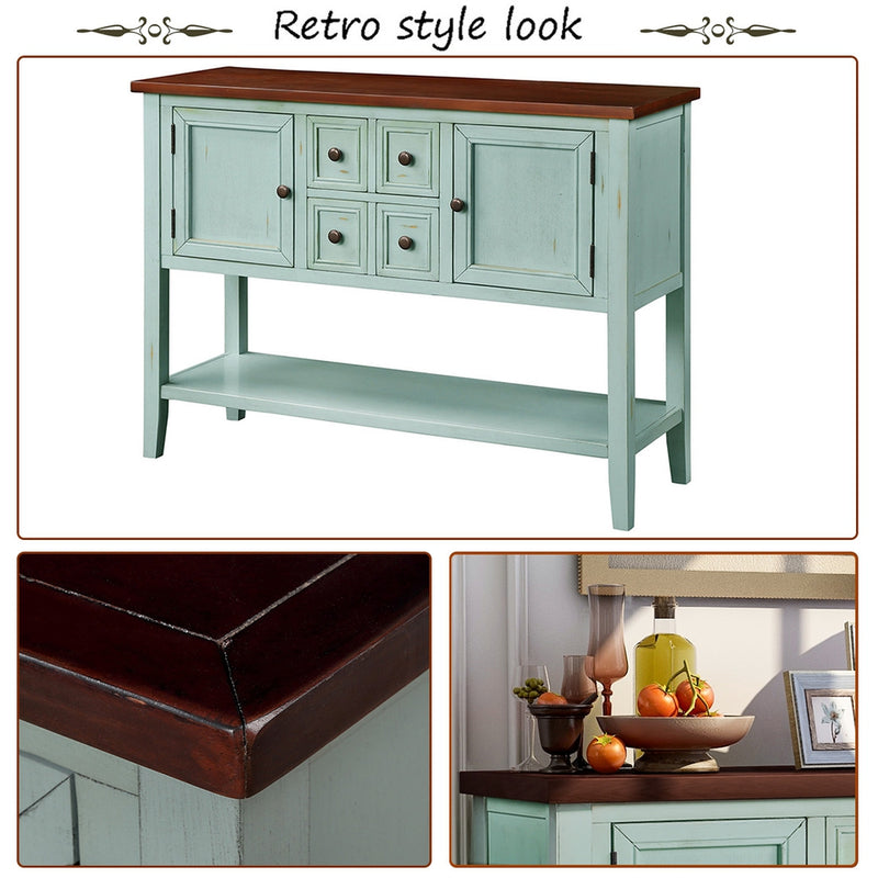 Buffet Sideboard Living Room Console Table - Antique Blue