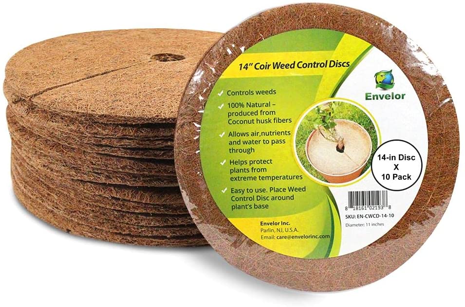 14 Inches Weed Control Discs Coco Tree Rings - 10 Pack