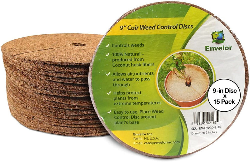 9 Inches Weed Control Discs Coco Tree Rings - 15 Pack