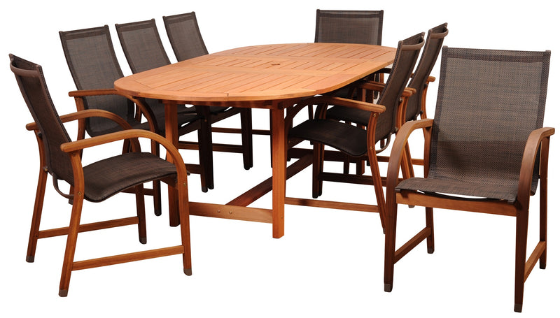 Bahamas 9 Piece Eucalyptus Extendable Oval Dining Set