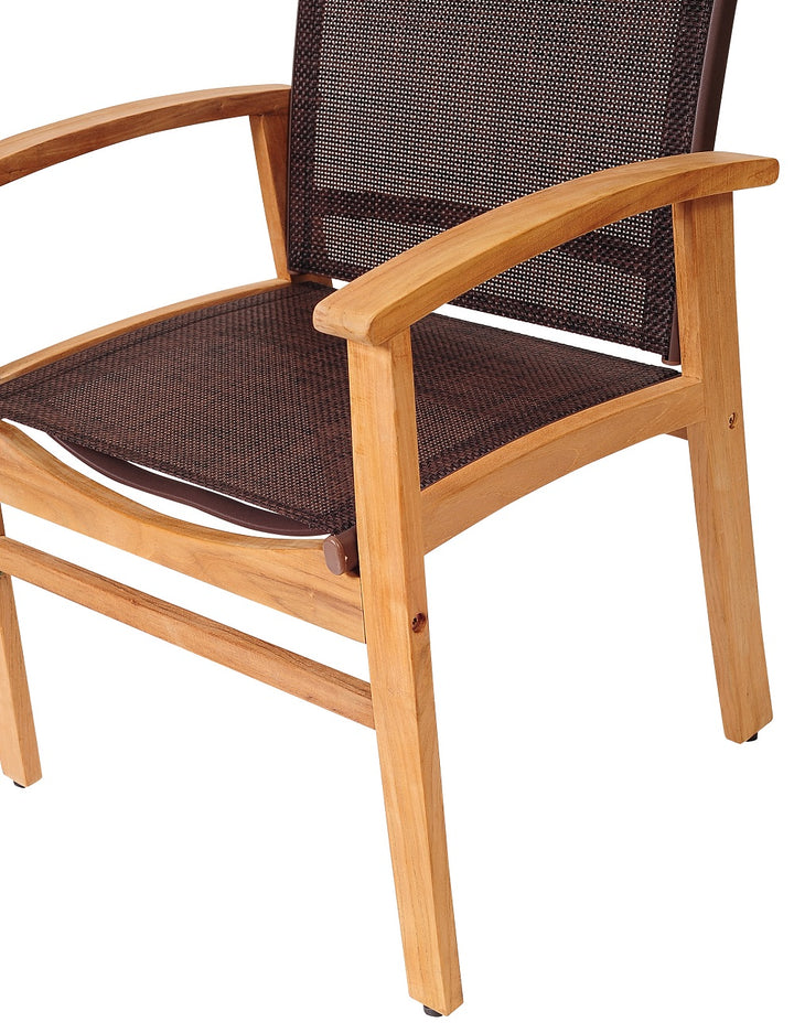 Fortuna Teak Dining Stackable Brown Textile Wood Chair