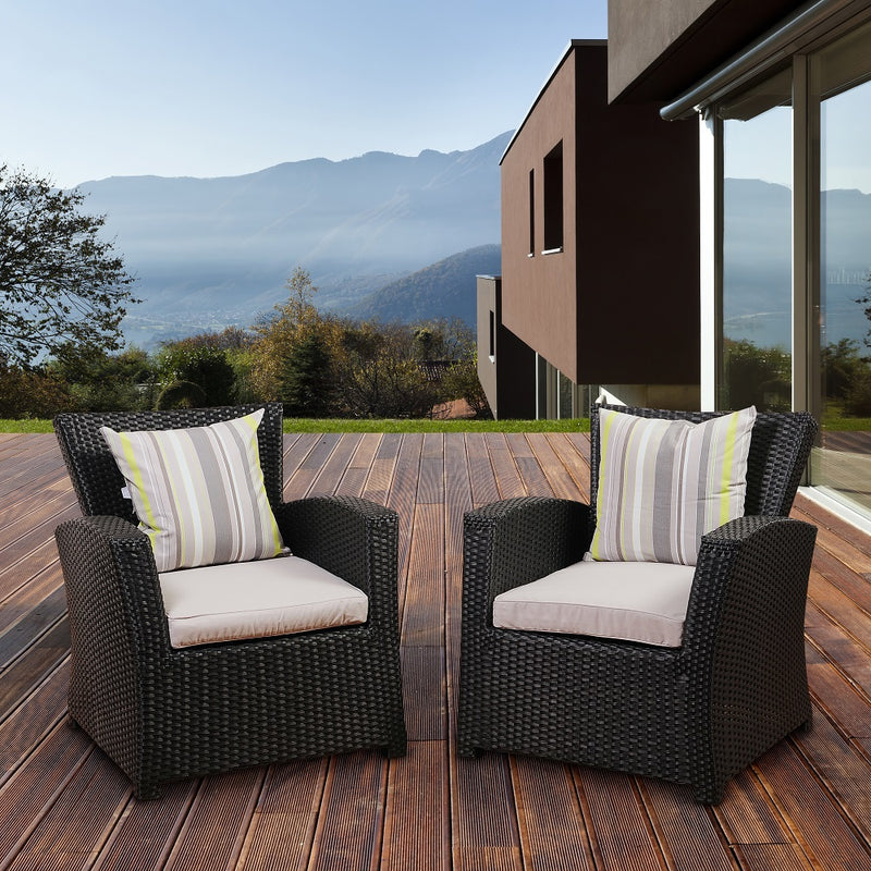 Staffordshire 2 Piece Black Wicker Stackable Armchair Set