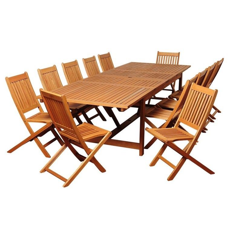Barrett 13 Piece Piece Eucalyptus Extendable Patio Dining Set