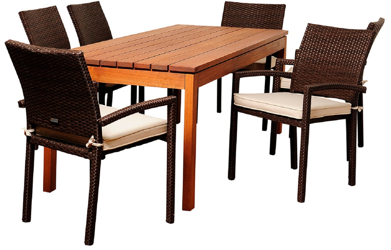 Maynard 7 Piece Eucalyptus / Wicker Patio Dining Set
