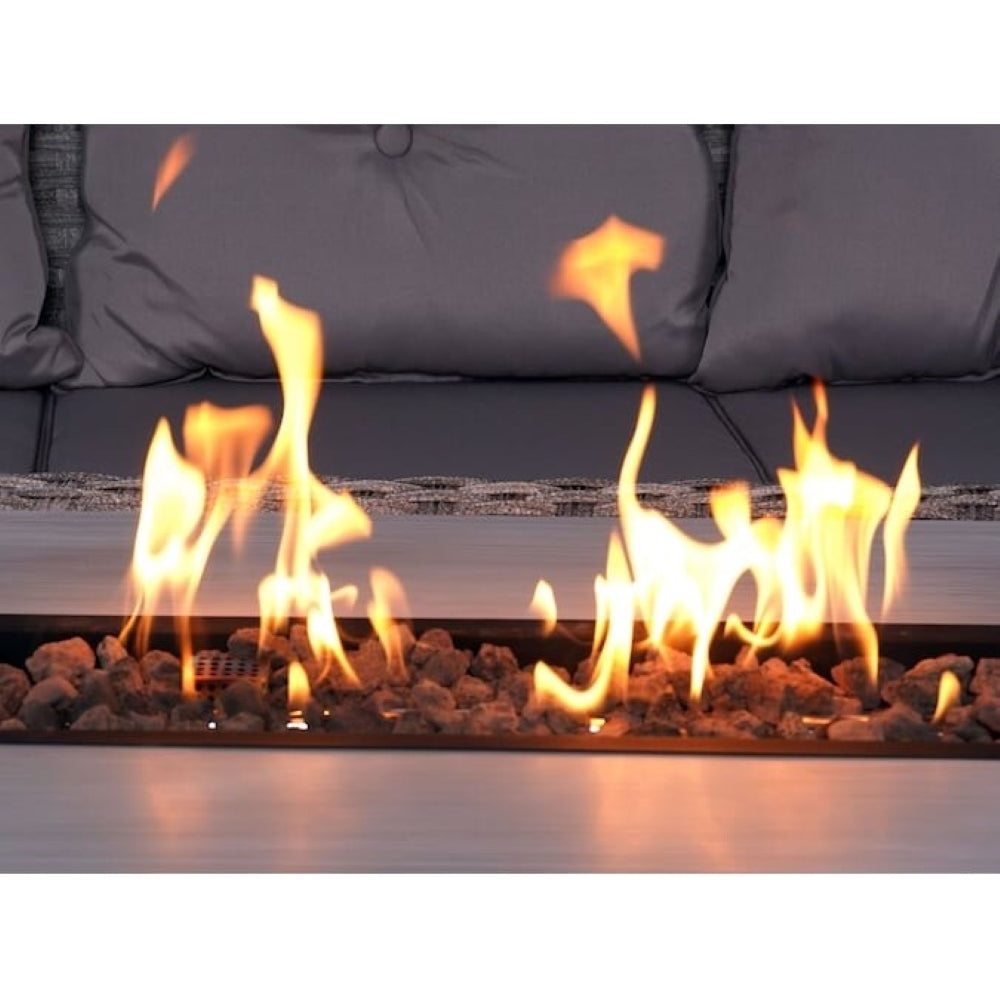 5-Piece Outdoor Patio Conversation Set with Firepit Table - Grey Wicke ...