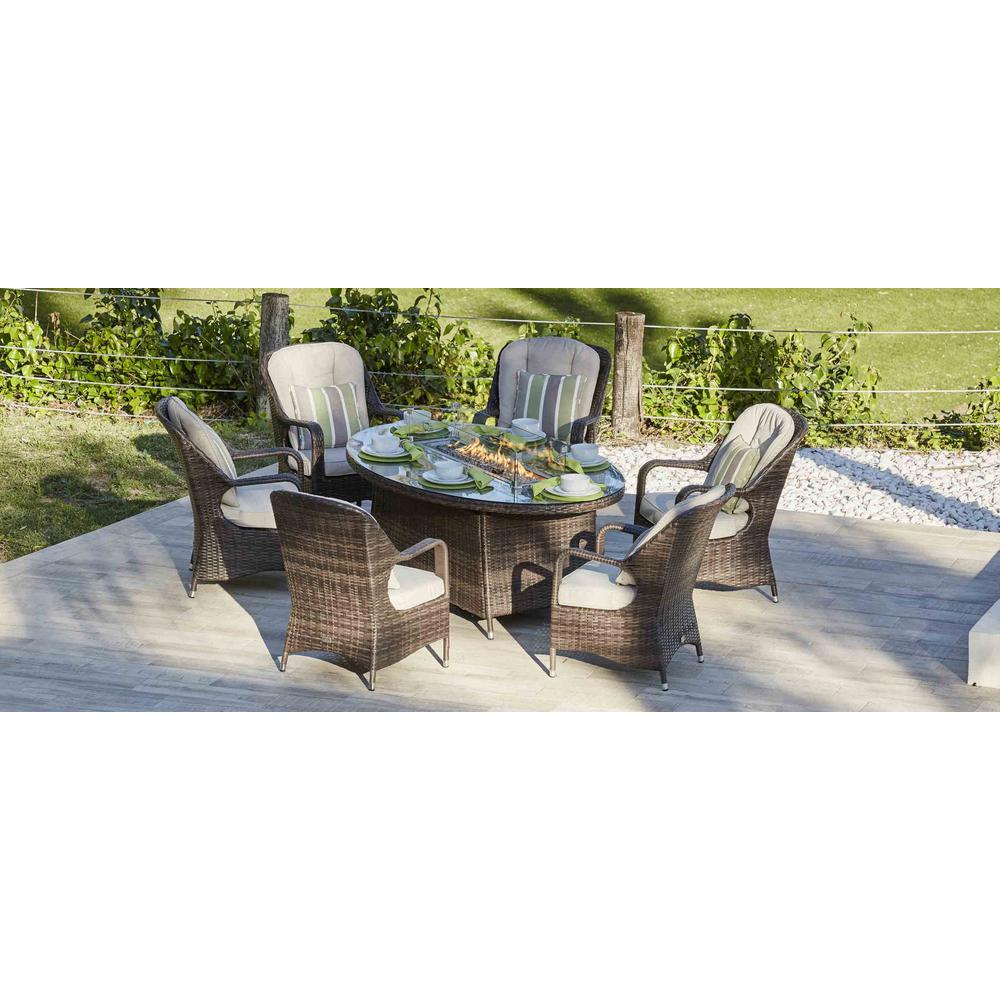 Oval Brown 7 Piece Outdoor Patio Dining Conversation Set