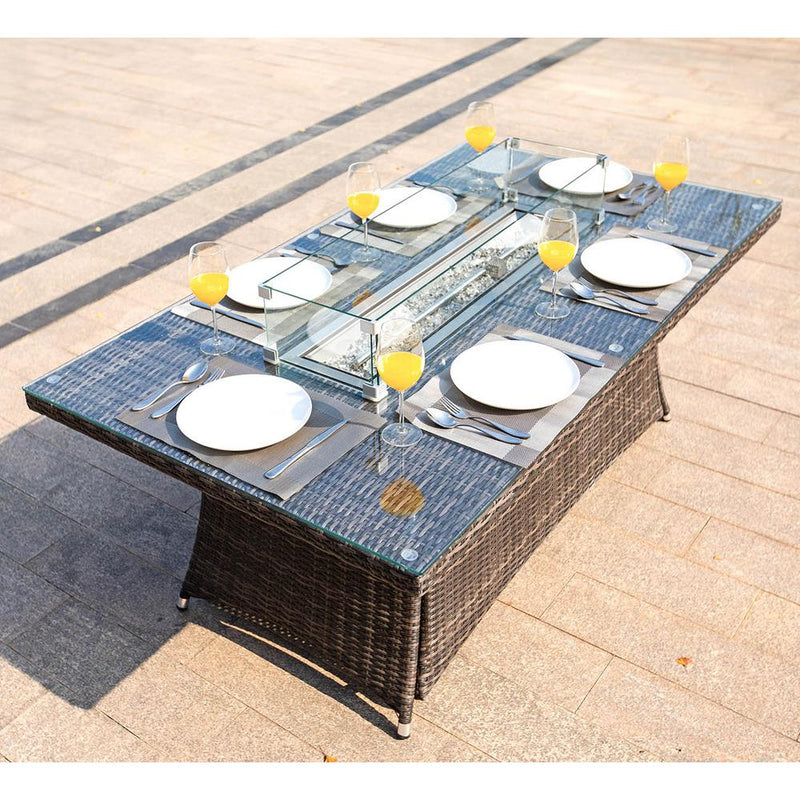 Rectangular Brown 7 Piece Outdoor Patio Dining Conversation Set
