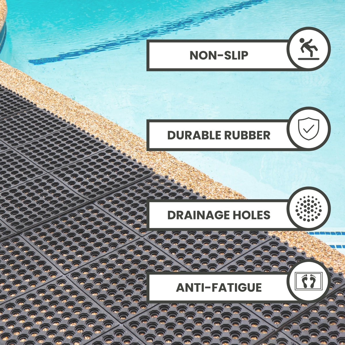 Interlocking Link Rubber Floor Mat - Select Size: 1 Pack, 4 Pack