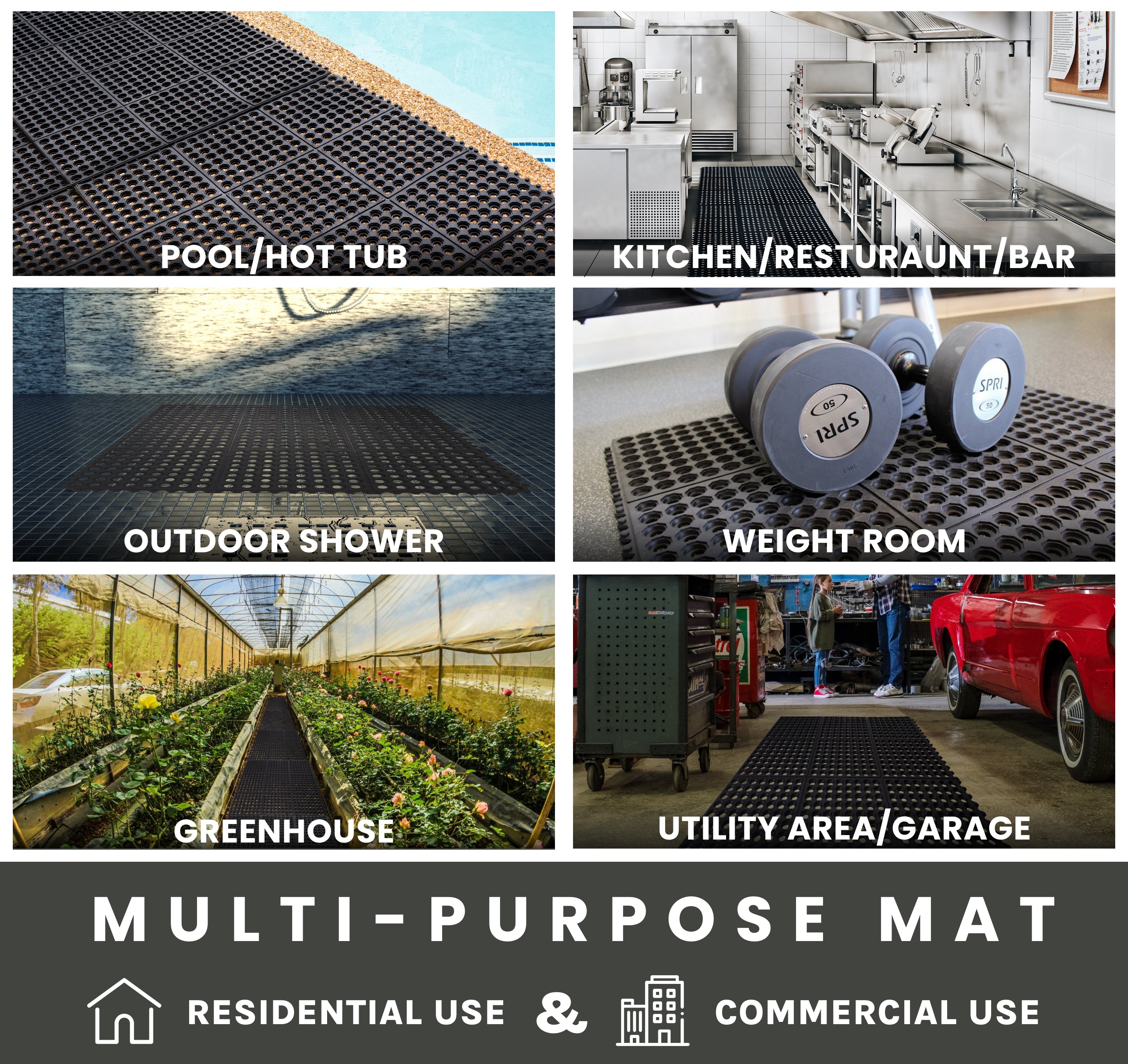 Interlocking Link Rubber Floor Mat - Select Size: 1 Pack, 4 Pack