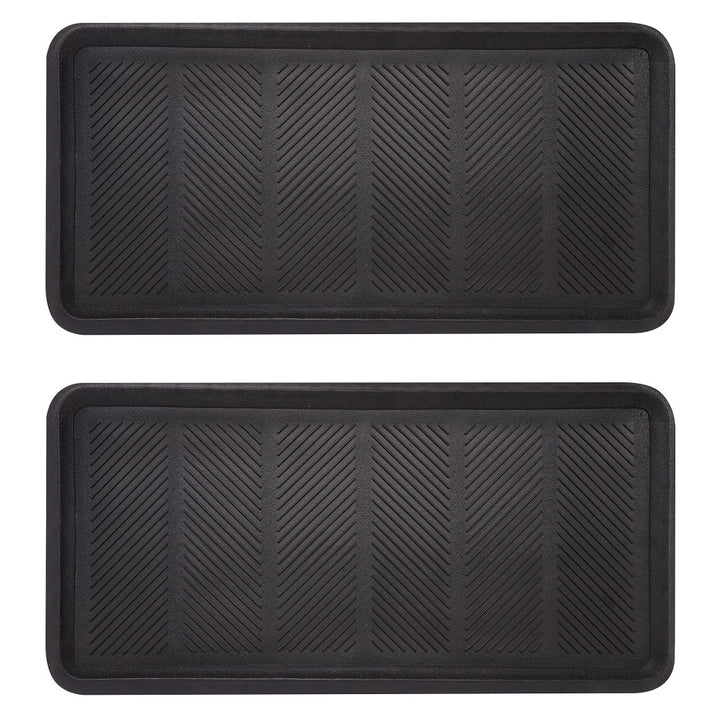 Chevron Rubber Boot Tray All Purpose Floor Tray (2 Pack)