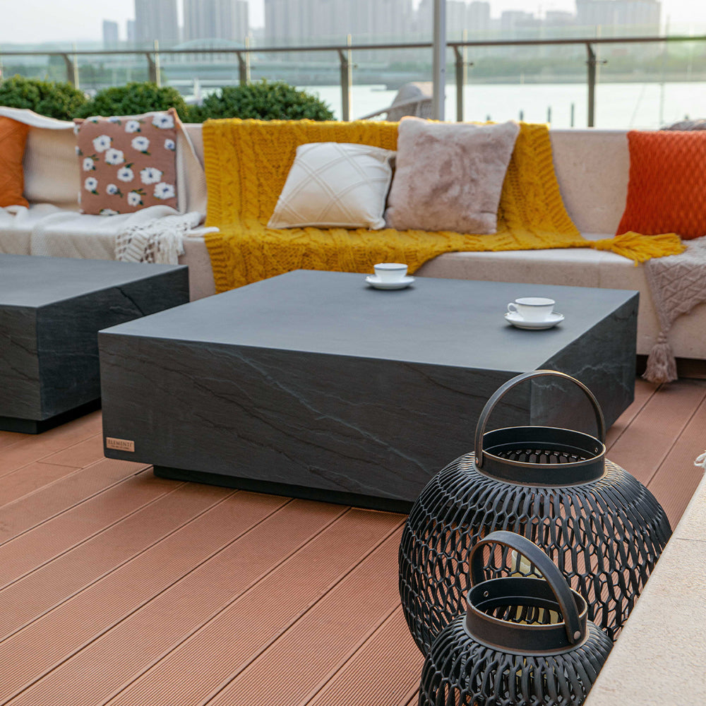 Elementi Colorado Patio Coffee Table Set of 3 Concrete, Slate Black - Square - view 3
