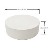 Elementi Rome Round Patio Coffee Table Indoor Outdoor Furniture Concrete, Cream White - 40 x 40 Inches
