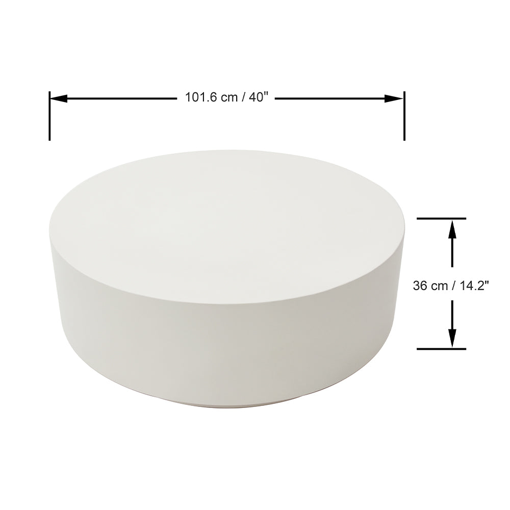 Elementi Rome Patio Coffee Table Set of 3 Concrete, Cream White - Round