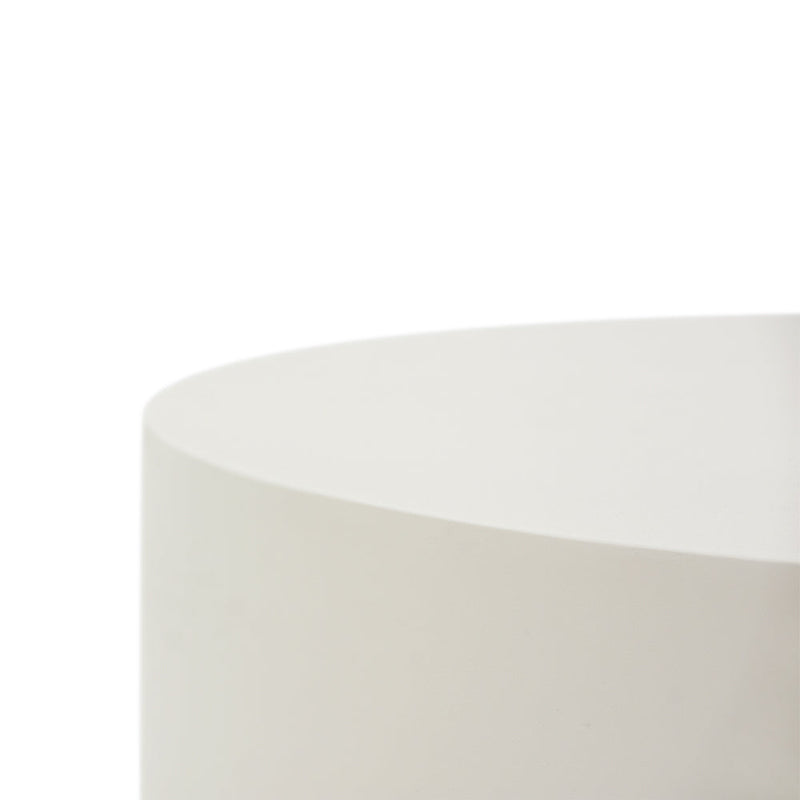 Elementi Rome Round Patio Coffee Table Indoor Outdoor Furniture Concrete, Cream White - 40 x 40 Inches