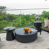 Elementi Rome Patio Coffee Table Set of 3 Concrete, Slate Black - Round
