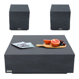 Elementi Colorado Patio Coffee Table Set of 3 Concrete, Slate Black - Square