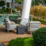 Elementi Colorado Square Patio Side Table Set of 2, Slate Black - 17.7 x 17.7 Inches