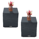 Elementi Colorado Square Patio Side Table Set of 2, Slate Black - 17.7 x 17.7 Inches