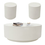 Elementi Rome Patio Coffee Table Set of 3 Concrete, Cream White - Round