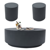 Elementi Rome Patio Coffee Table Set of 3 Concrete, Slate Black - Round