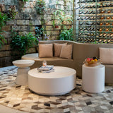 Elementi Rome Patio Coffee Table Set of 3 Concrete, Cream White - Round