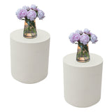 Elementi Rome Round Patio Side Table Set of 2, Cream White - 17.7 x 17.7 Inches