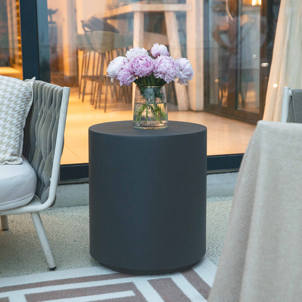 Elementi Rome Patio Coffee Table Set of 3 Concrete, Slate Black - Round
