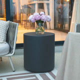 Elementi Rome Round Patio Side Table Set of 2, Slate Black - 17.7 x 17.7 Inches