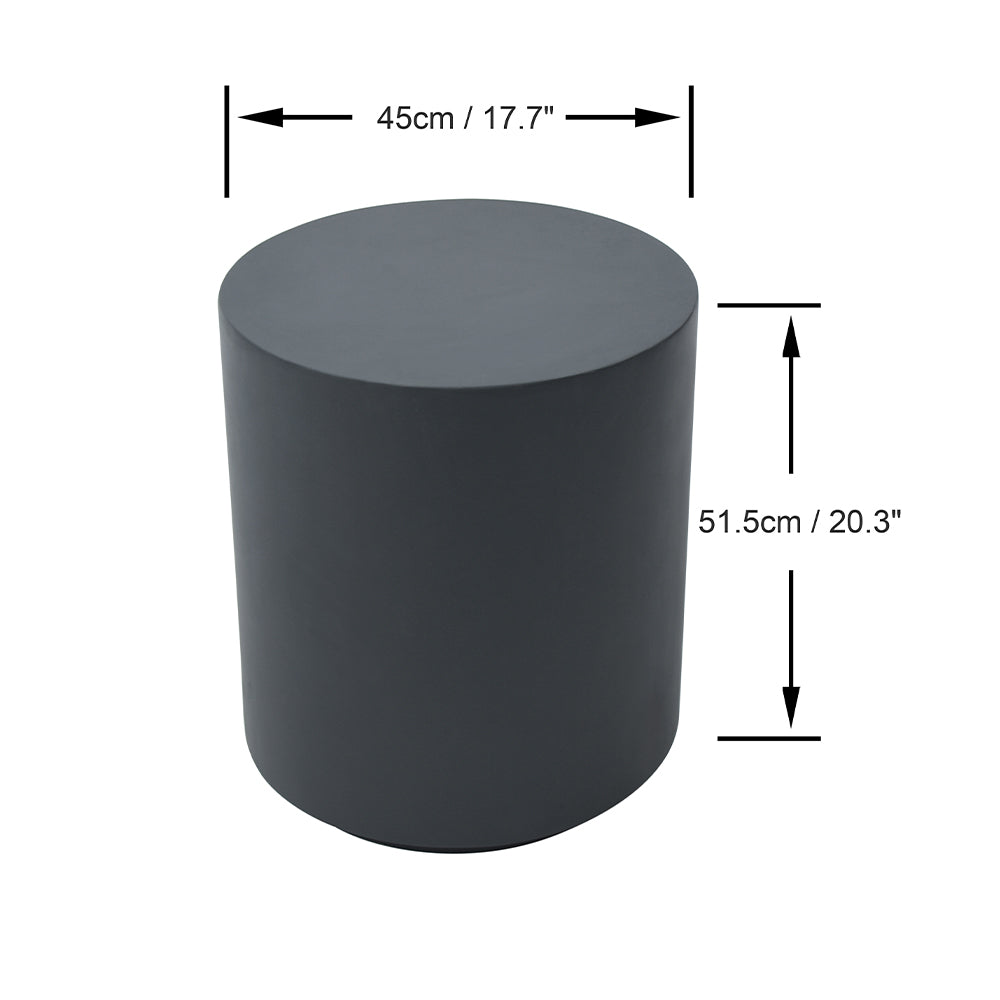 Elementi Rome Round Patio Side Table Indoor Outdoor Furniture Concrete, Slate Black - 17.7 x 17.7 Inches